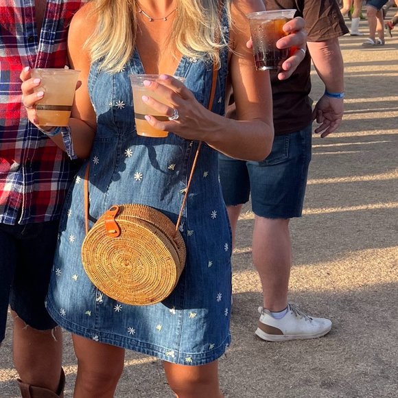 Free People Dresses & Skirts - Free People Denim Dress with Accent Flowers and crossed back
